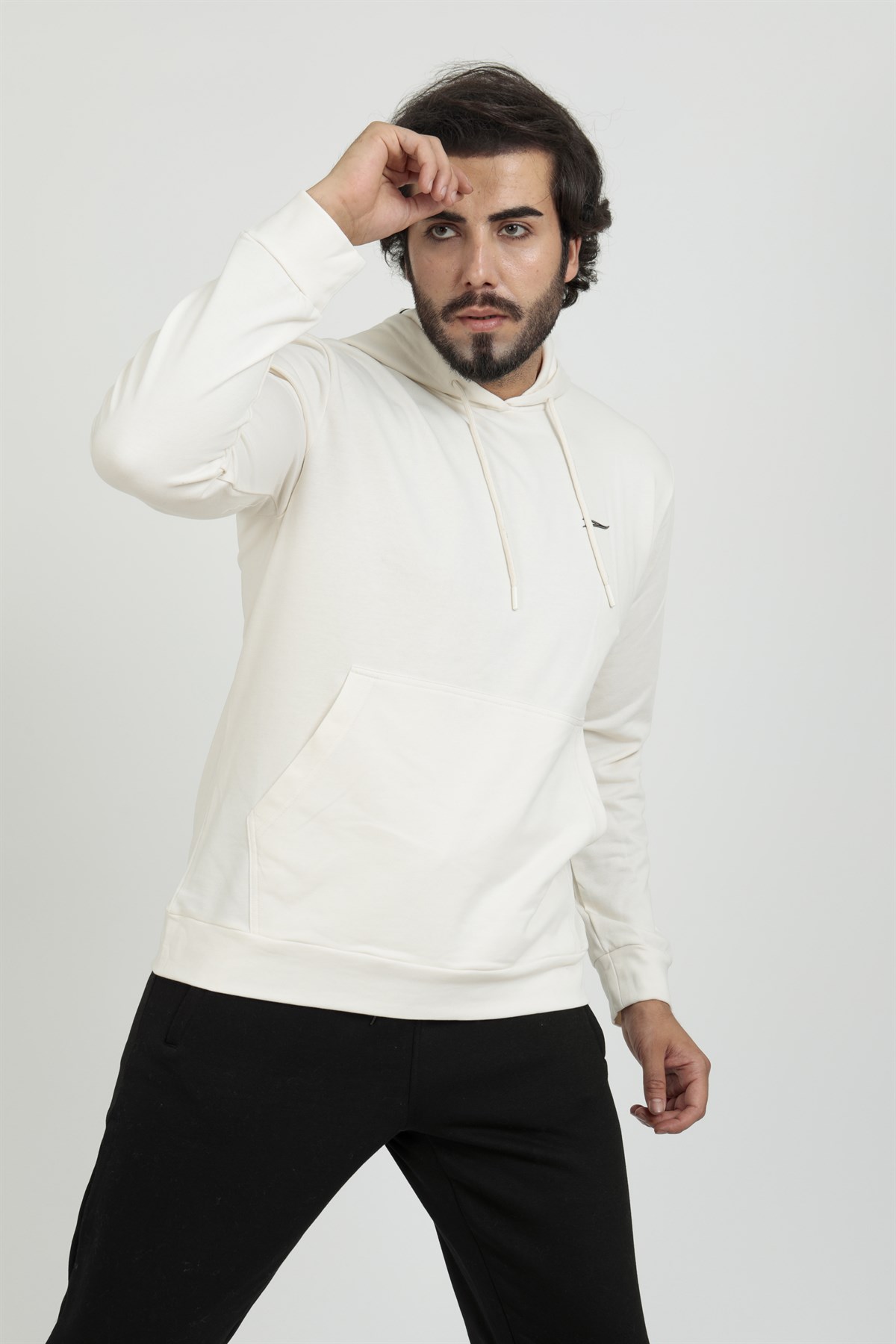 Pamuklu ve kapüşonlu erkek sweat 201464