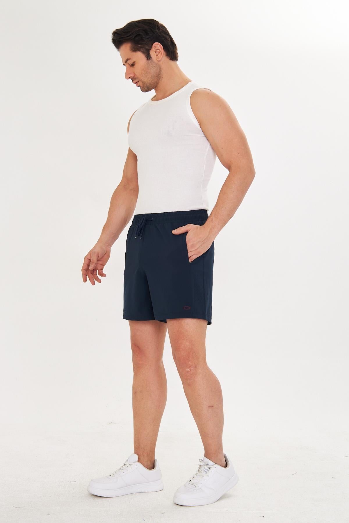 Erkek StretchFit İçi Astarlı Esnek Sporcu Şortu Lacivert 2658-L