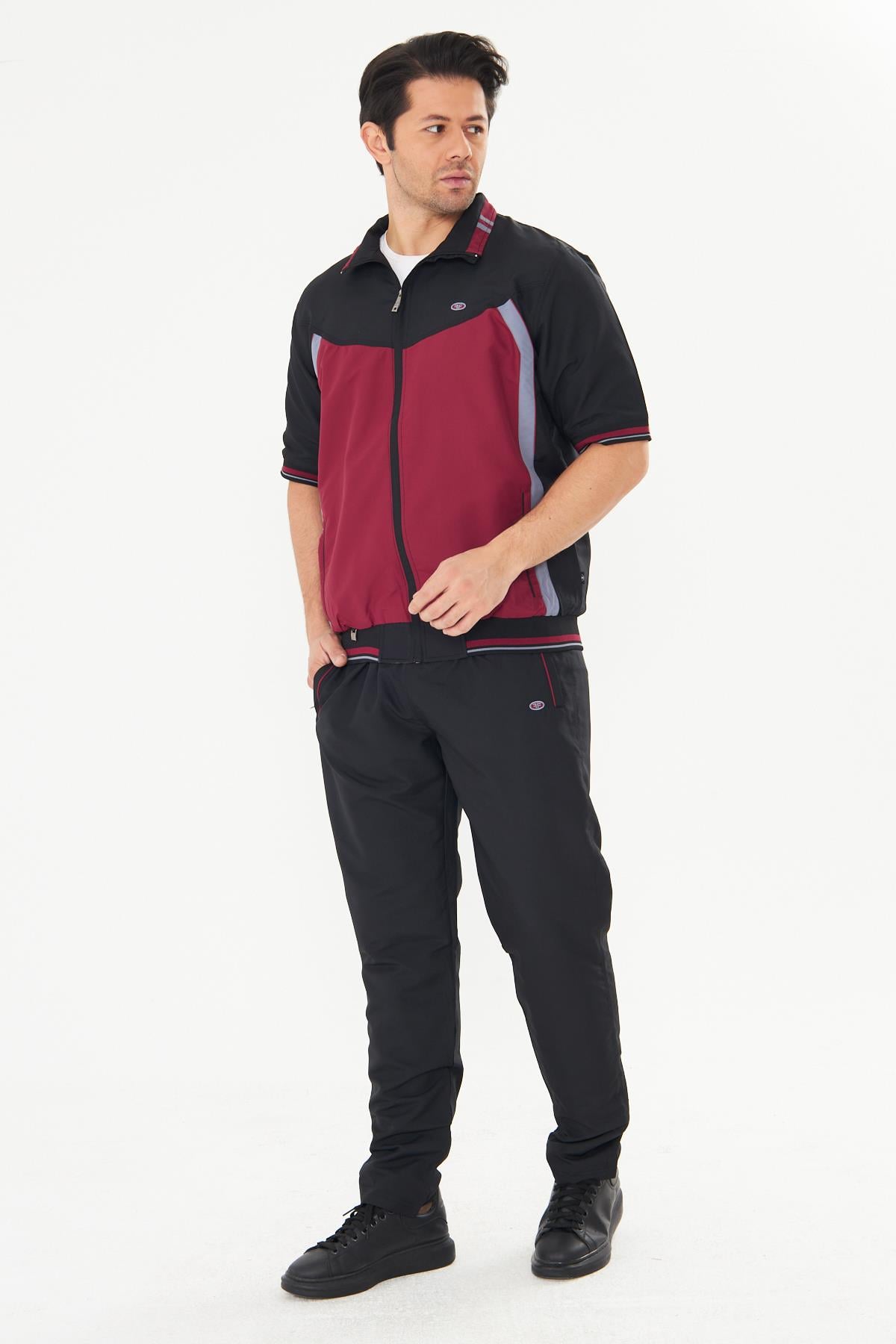 Erkek Micropoly Kumaş Kısa Kollu Eşofman Takımı Bordo 919-B