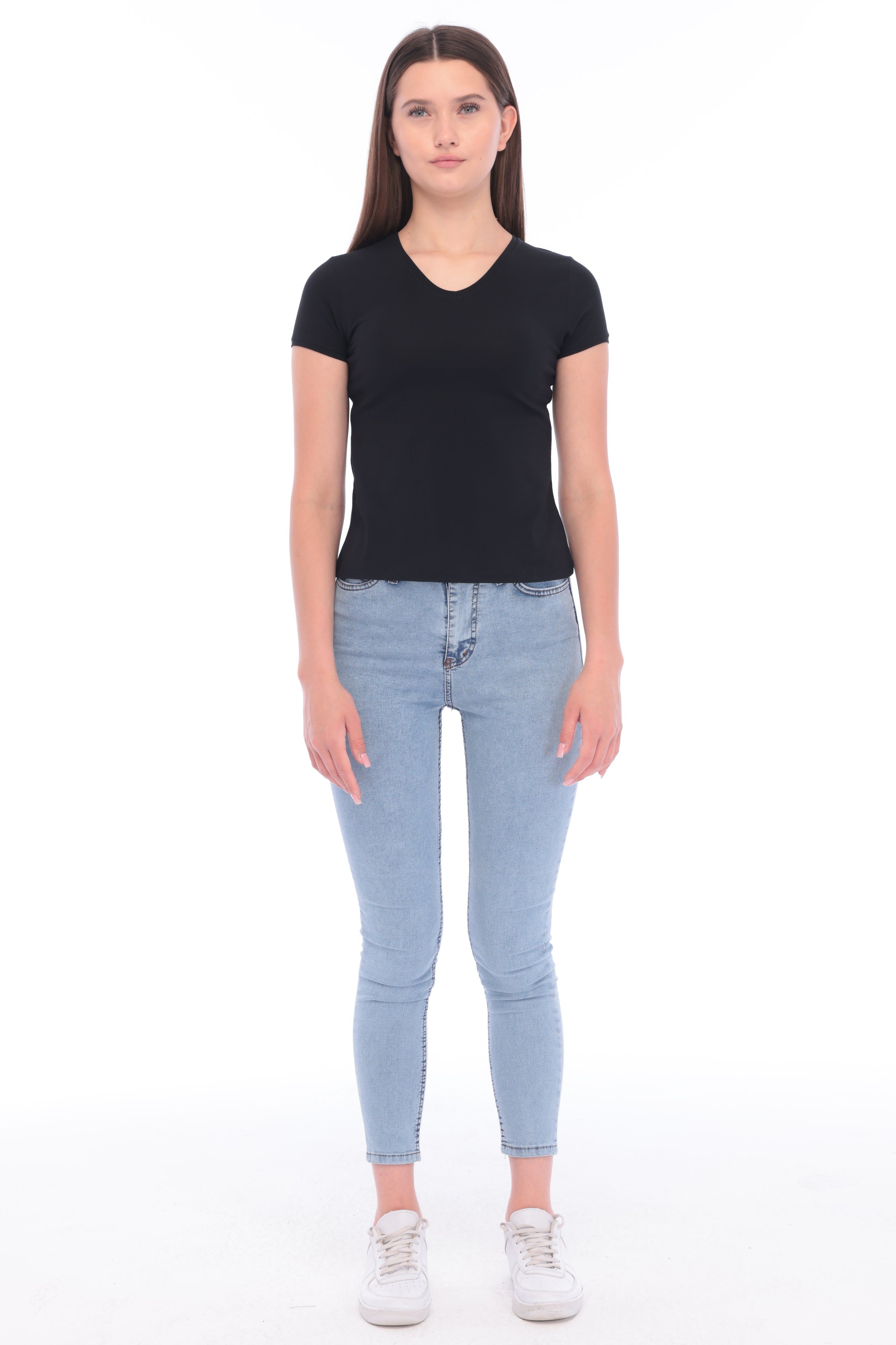 Fantasy Pamuklu Kadın Basic T-Shirt Siyah-5013-S