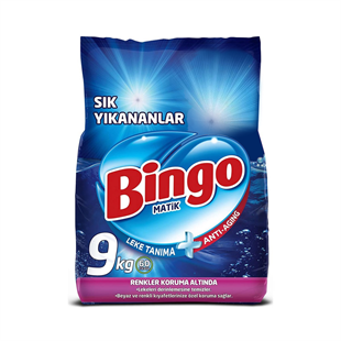 Bingo Matik Sık Yıkananlar Çamaşır Deterjanı Tüm Renkler (9 kg)