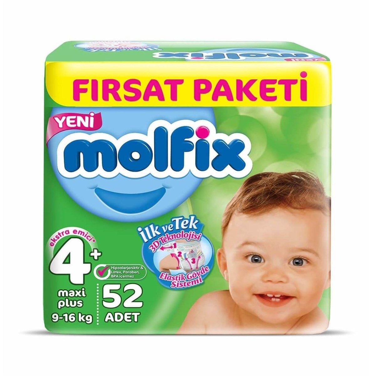 Molfix Maxi Plus 4+ Numara Bebek Bezi (52 Adet)