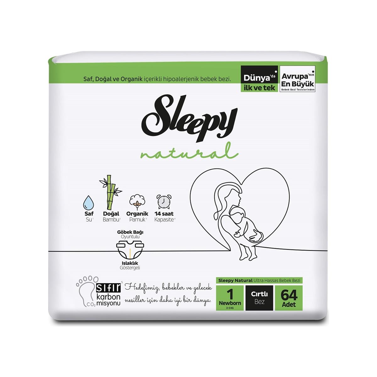 Sleepy Natural Jumbo Bebek Bezi Yenidoğan 64 Adet