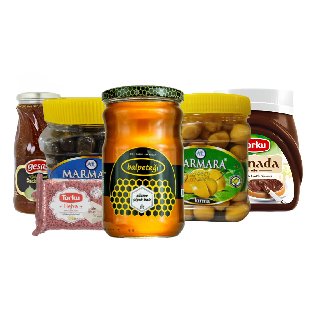 Kahvaltılık Set 6– Siyah Zeytin, Yeşil Zeytin, Reçel, Sürülebilir Çikolata, Helva, Bal