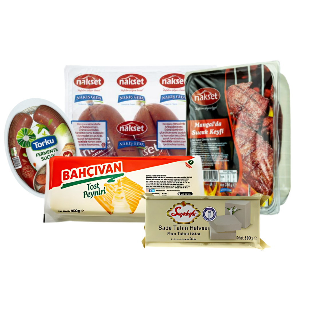 Kahvaltılık Sucuk-Peynir Seti 2 – Fermente, Mangal, Acılı Çatal Sucuk, Tost Peyniri, Tahin Helvası