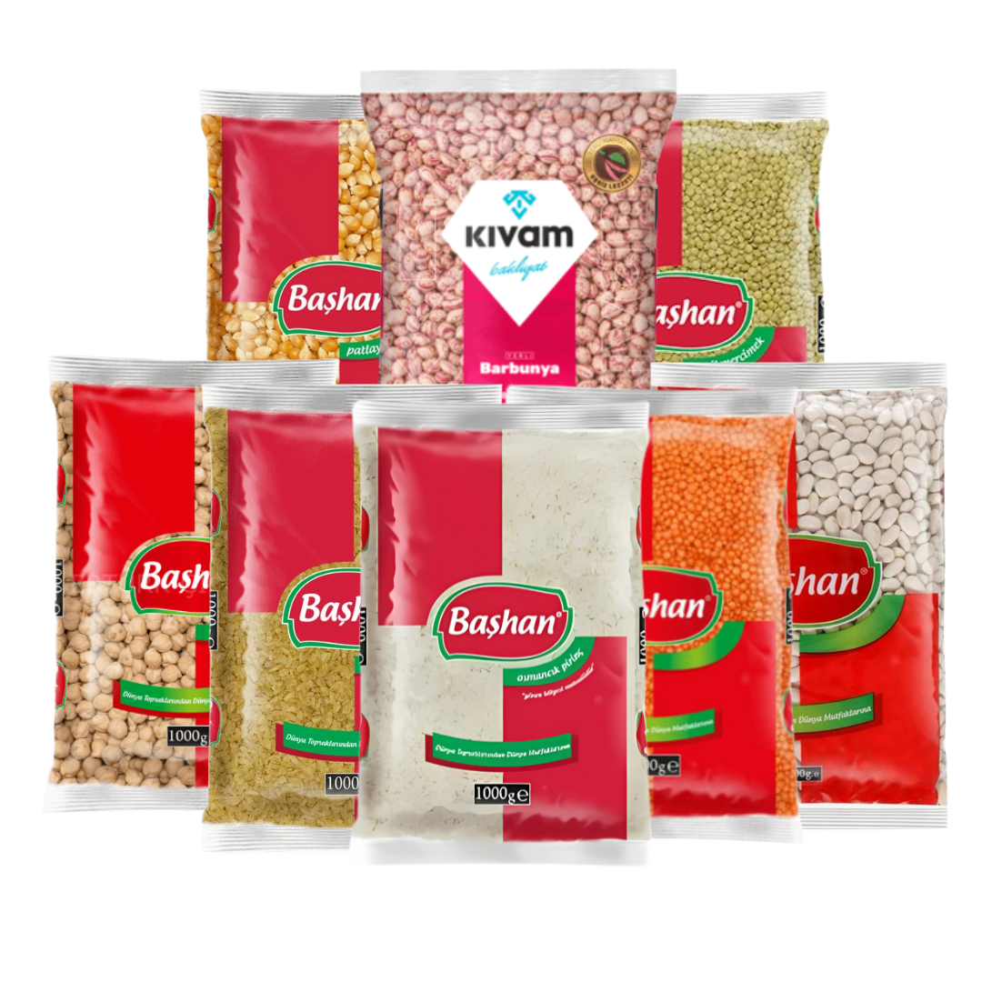 Bakliyat Seti 1 – Nohut, Fasulye, Mercimek, Barbunya, Pirinç, Bulgur, Patlamış Mısır