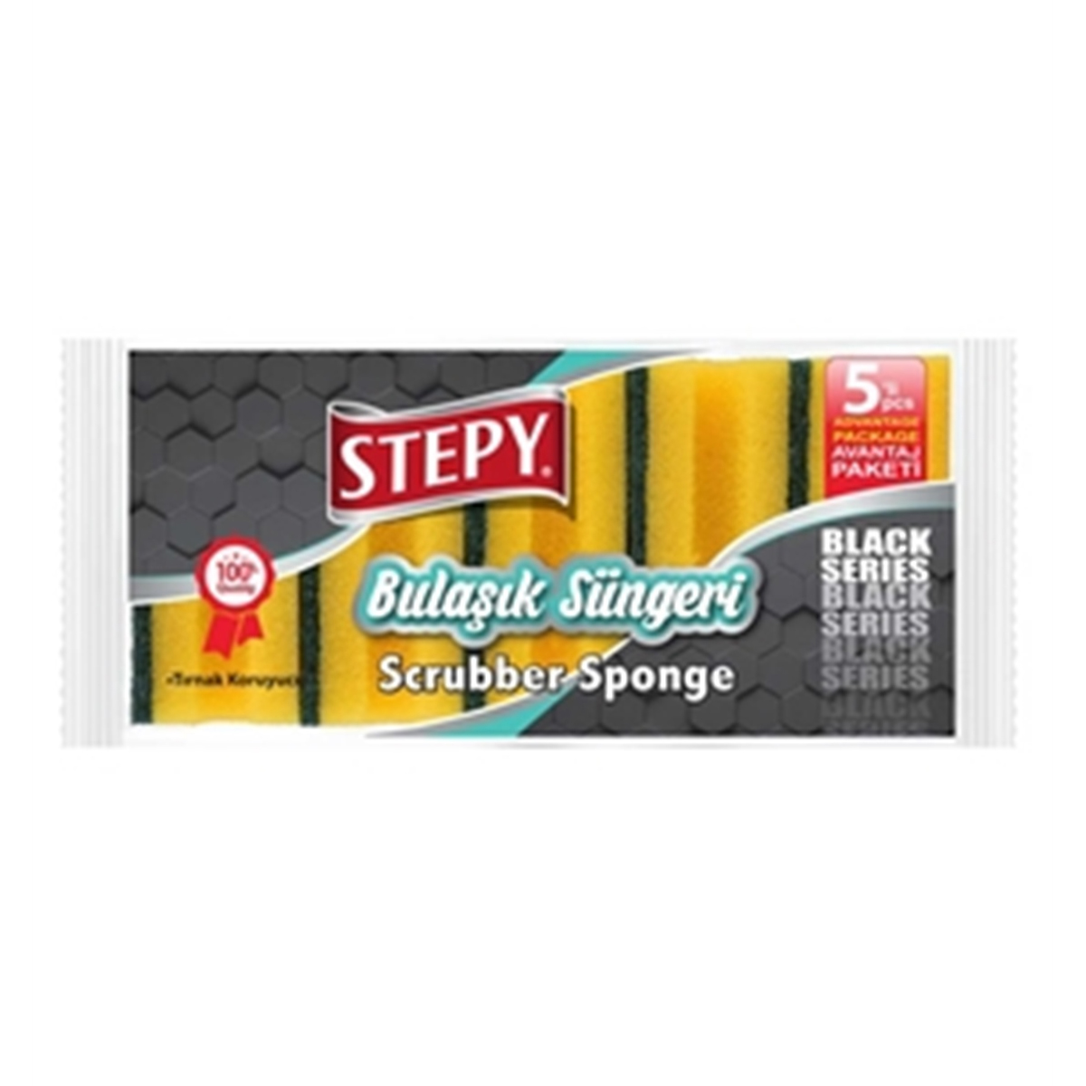 Stepy Black Oluklu Bulaşık Süngeri 5 li
