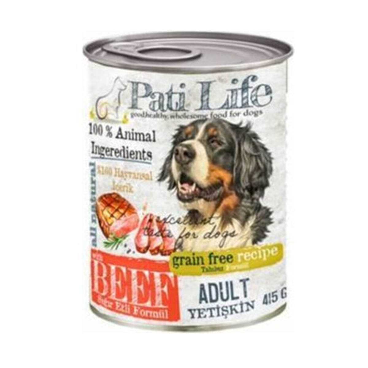 Pati Life Tahılsız Sığır Etli Konserve Yetişkin Köpek Maması 24 x 415 G