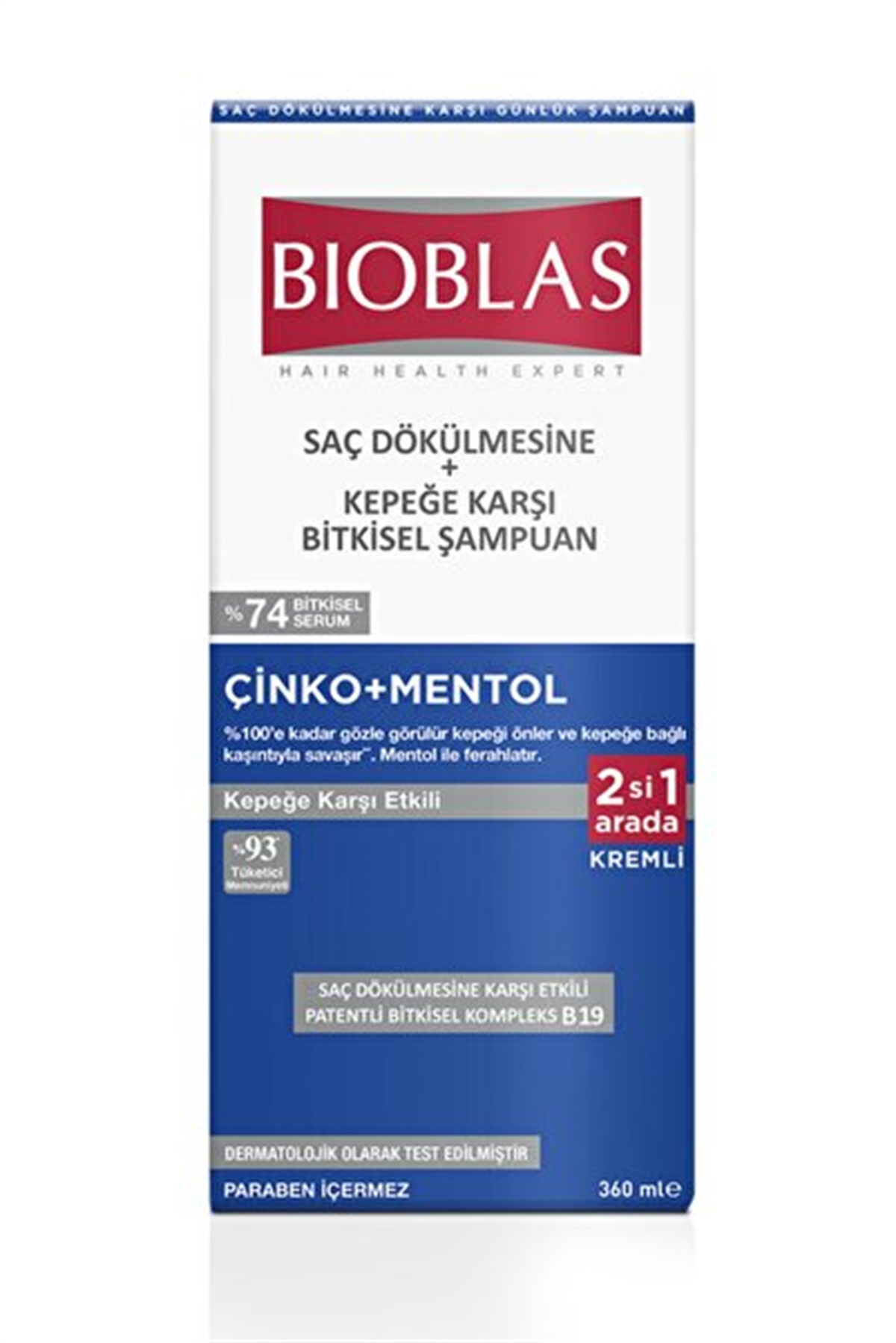 Bioblas Çinko + Mentol Kepeğe Karşı 2si 1 Arada Şampuan 360 ml