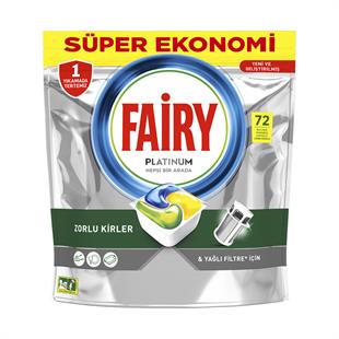 Fairy Platinum 72 Yıkama Bulaşık Makinesi Deterjanı Kapsülü Limon Kokulu