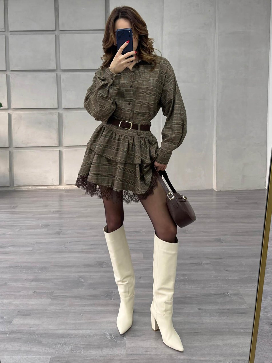 Açık Kahve Ekoseli Takım