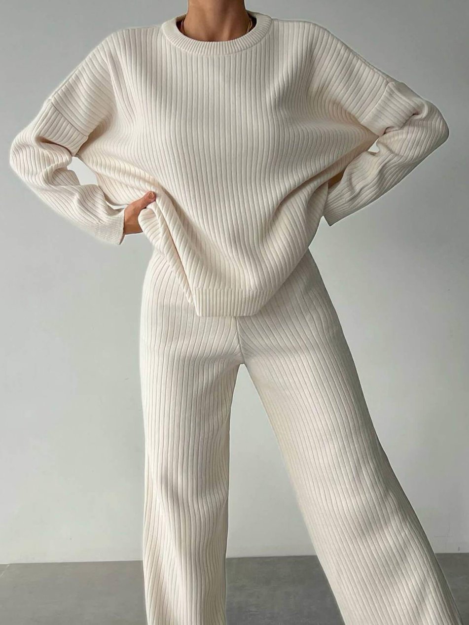 Krem Bisiklet Yaka Fitilli Takım