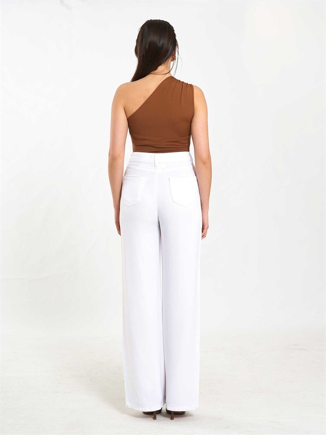 071897 Tokalı Tek Omuz BodySuit Açık Kahve