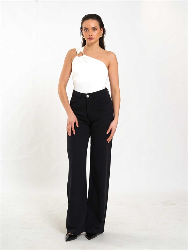 071897 Tokalı Tek Omuz BodySuit Ekru