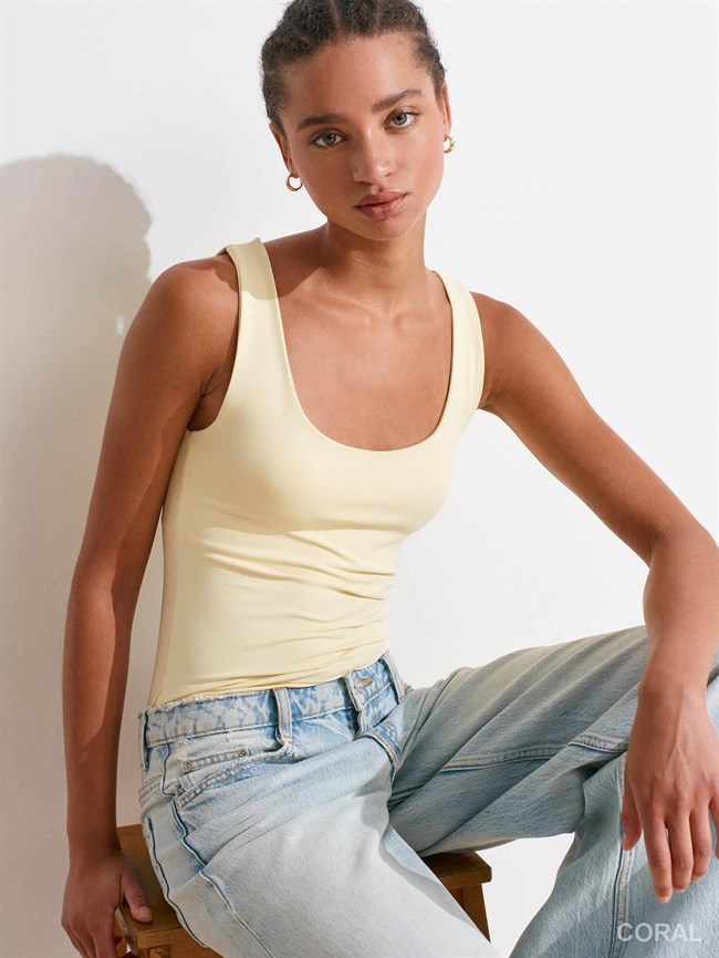 20977 Kalın Askılı Atlet Açık Sarı