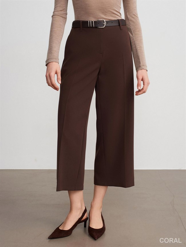 72640 Kemerli Bol Paça Kısa Pantolon Kahve