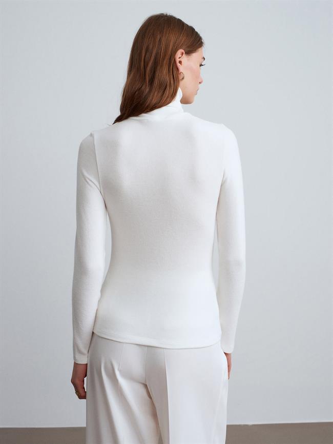 Aksesuar Detaylı Balıkçı Triko 32202 Ekru