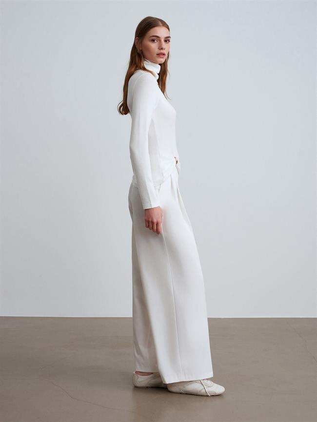 Aksesuar Detaylı Balıkçı Triko 32202 Ekru