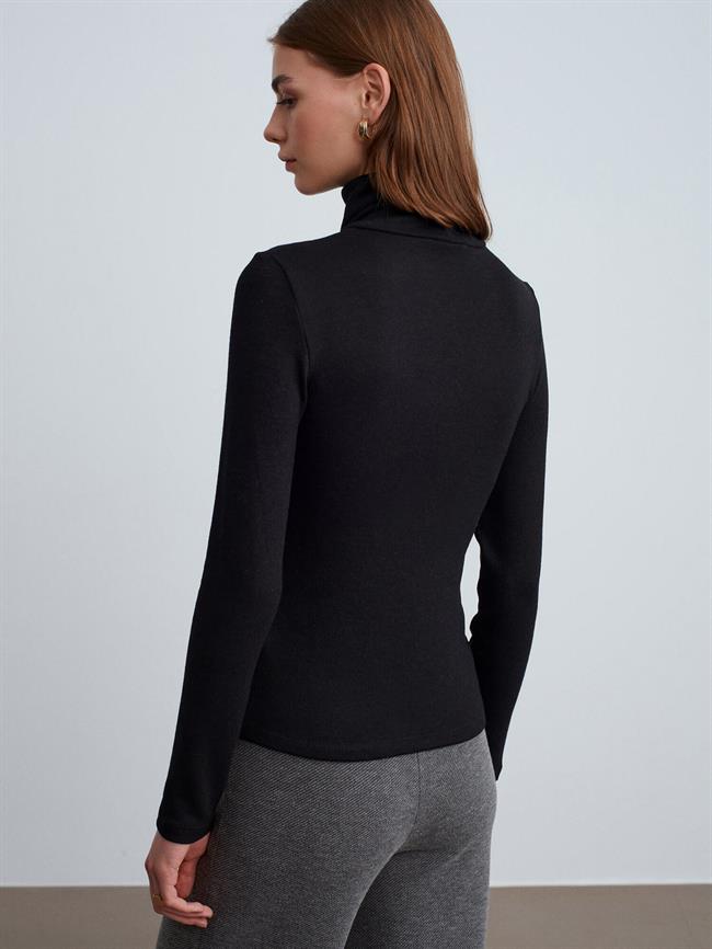 Aksesuar Detaylı Balıkçı Triko 32202 Siyah