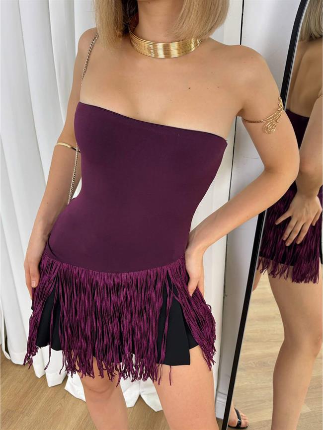 Altı Saçaklı Etek 20188 Mor