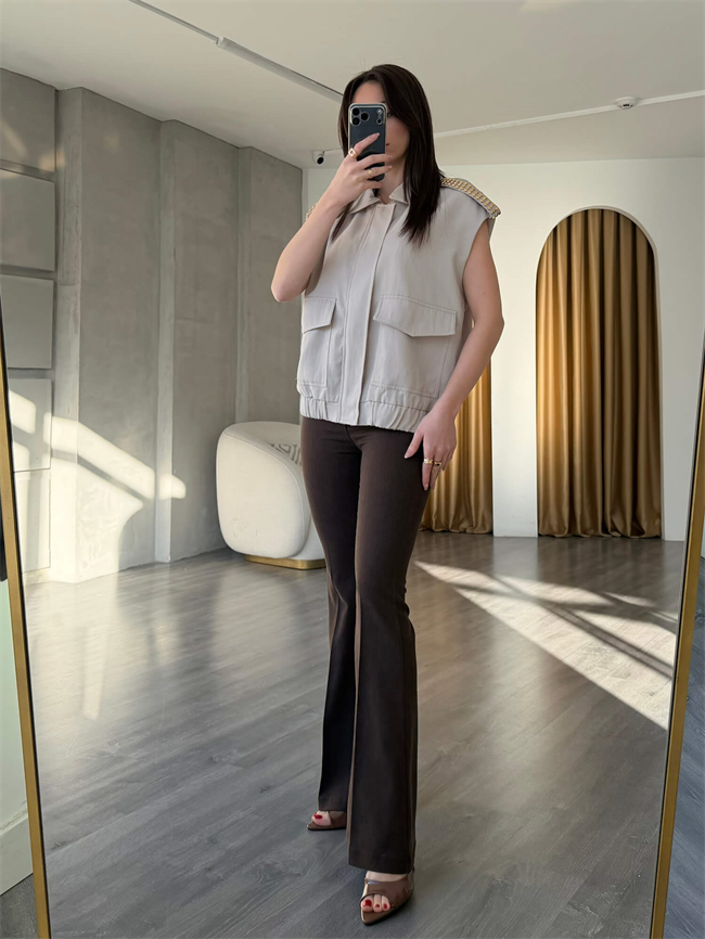 Apoleti Droplu Yelek 18101 Bej