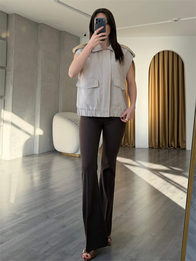 Apoleti Droplu Yelek 18101 Bej