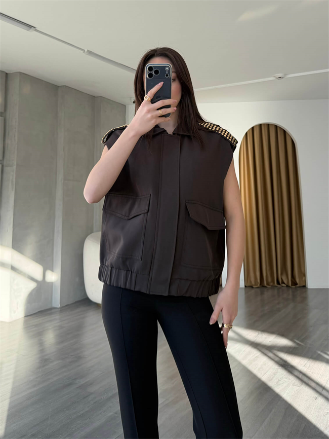 Apoleti Droplu Yelek 18101 Kahve