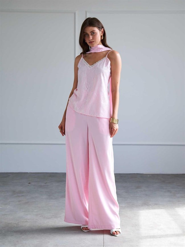 Arkası Lastikli Pantolon 031682 Pembe