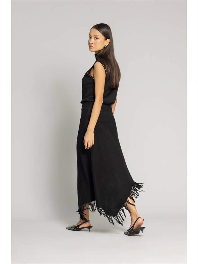 Asimetrik Triko Etek 4652 Siyah