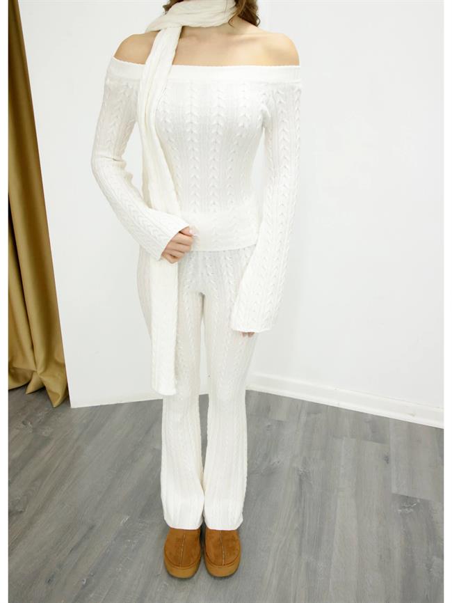 Atkılı Triko Takım 4670 Ekru