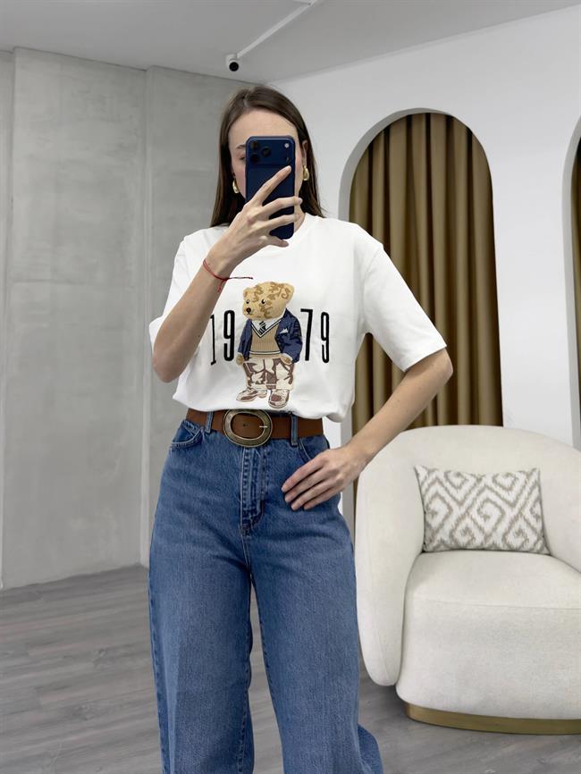 Ayıcıklı Tişört 3993 Beyaz