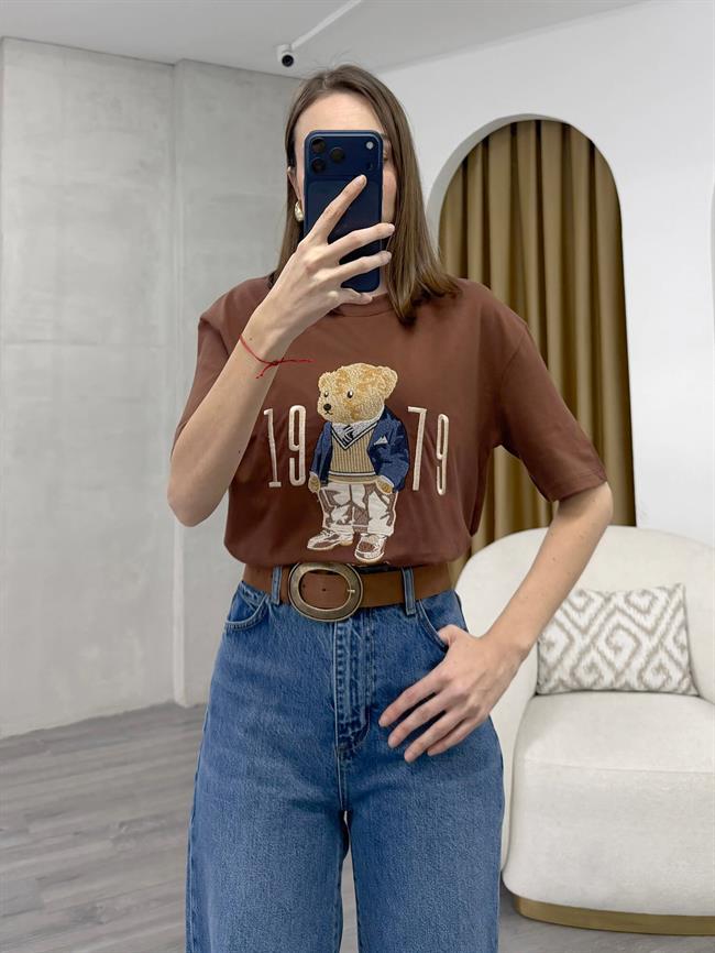 Ayıcıklı Tişört 3993 Kahve