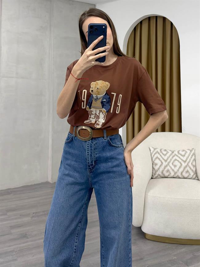 Ayıcıklı Tişört 3993 Kahve