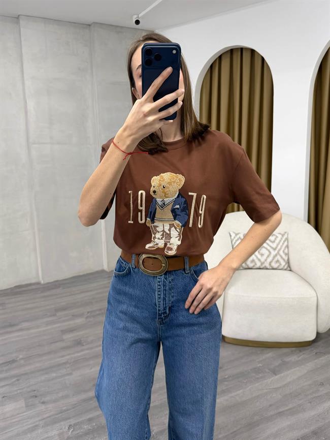 Ayıcıklı Tişört 3993 Kahve