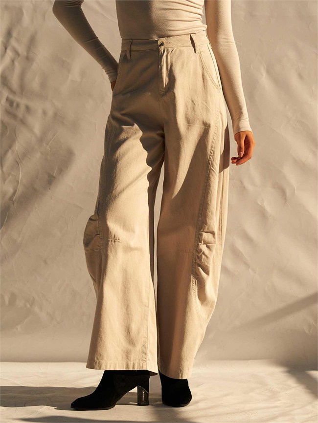 Barrel Kesim Gabardin Pantolon 031737 Gri