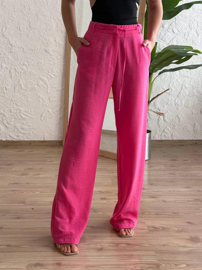 Beli Bağcıklı Pantolon 11422 Fuşya