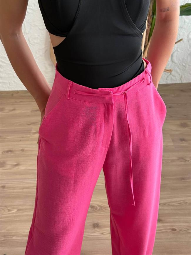 Beli Bağcıklı Pantolon 11422 Fuşya