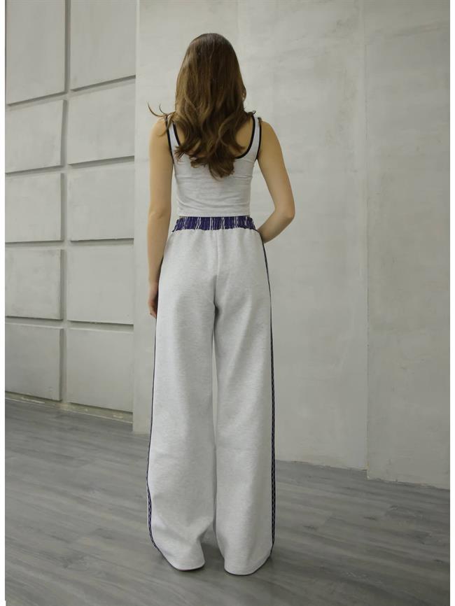 Beli Çizgili Yanları Şeritli Pantolon Pnt00811 Gri