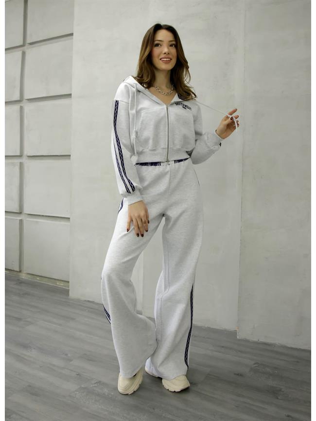 Beli Çizgili Yanları Şeritli Pantolon Pnt00811 Gri