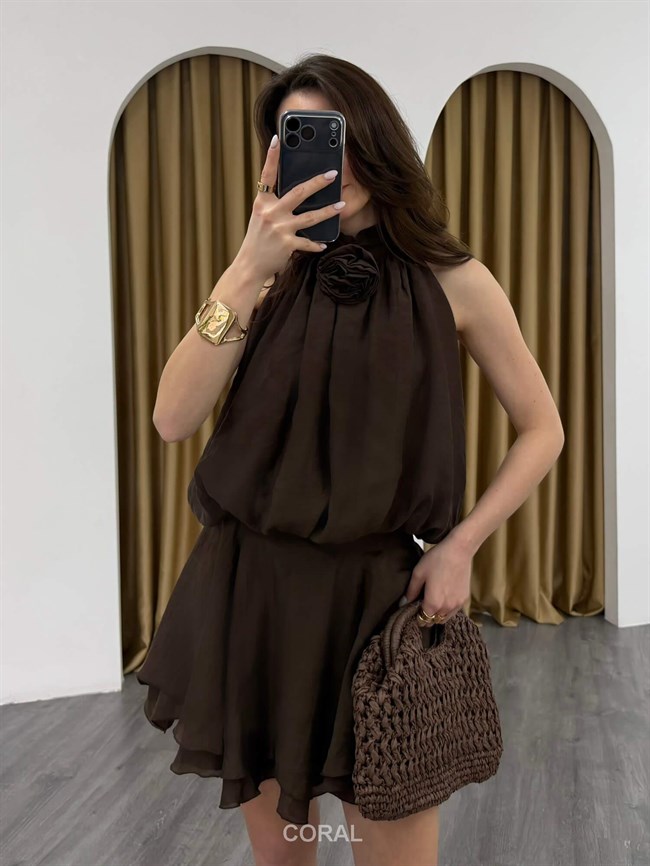 Beli Nervürlü Mini Etek 041182 Kahve