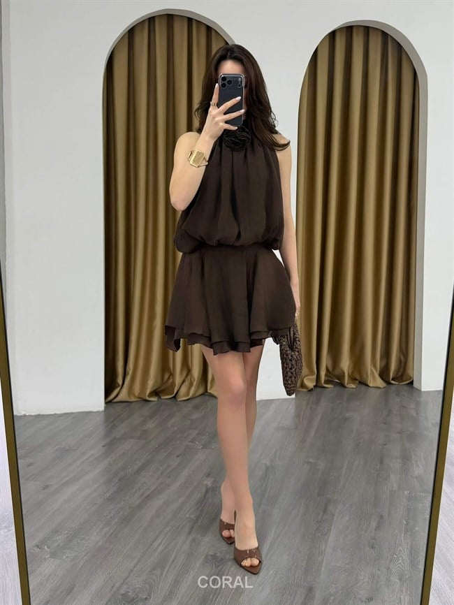 Beli Nervürlü Mini Etek 041182 Kahve