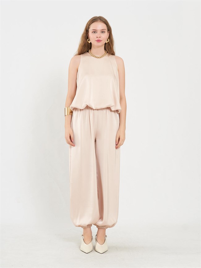 Bisiklet Yaka Balon Bluz 071853 Bej