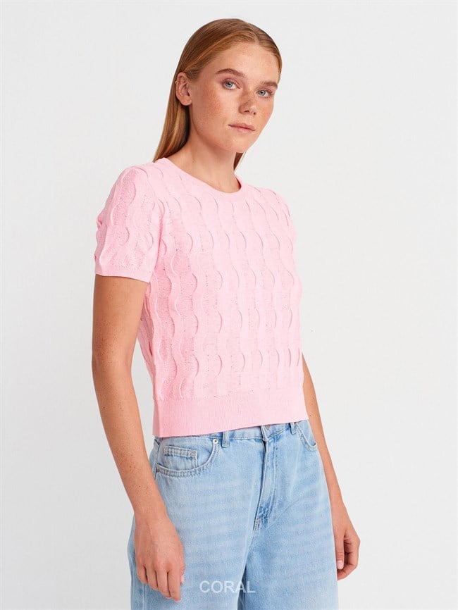 Bisiklet Yaka Bluz 10788 Pembe