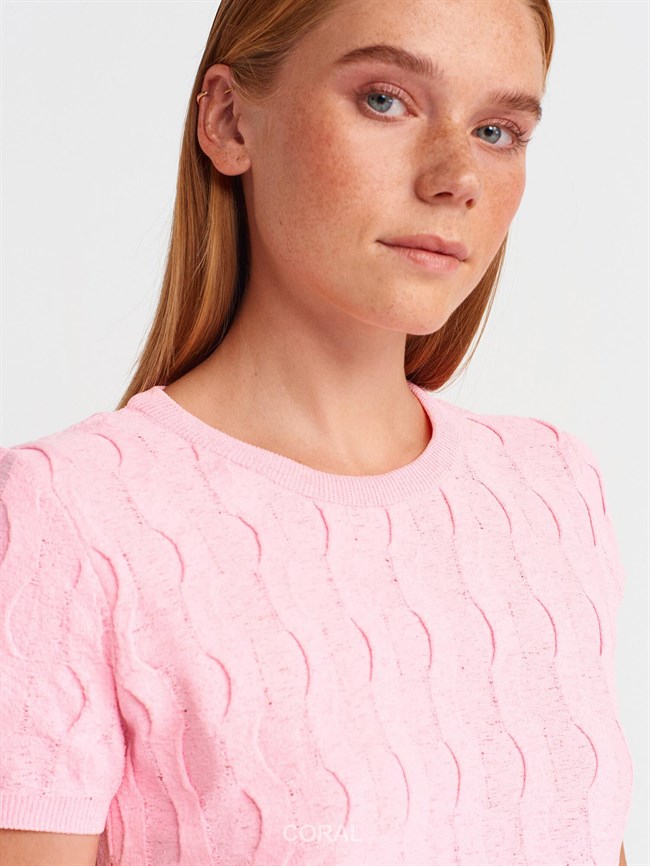 Bisiklet Yaka Bluz 10788 Pembe