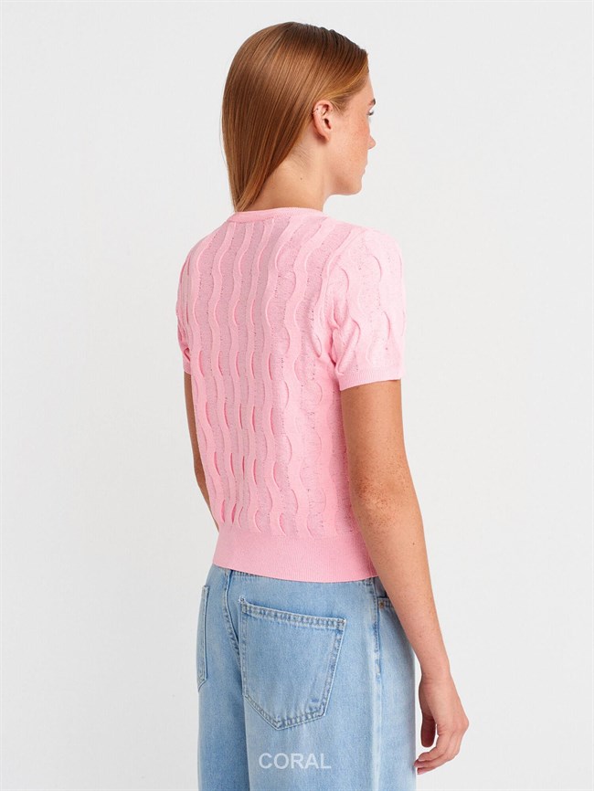 Bisiklet Yaka Bluz 10788 Pembe