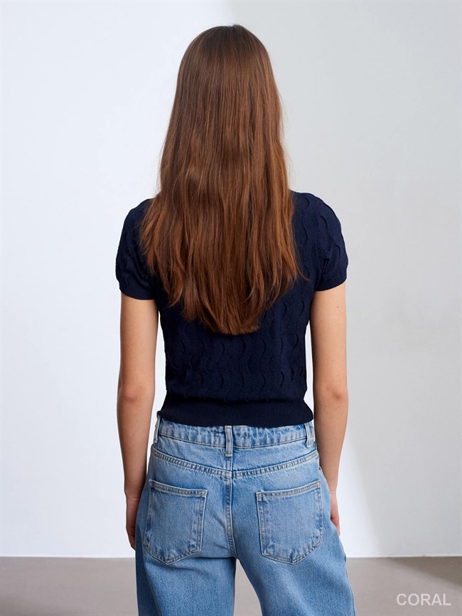 Bisiklet Yaka Hırka 60980 Lacivert