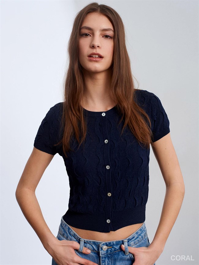 Bisiklet Yaka Hırka 60980 Lacivert
