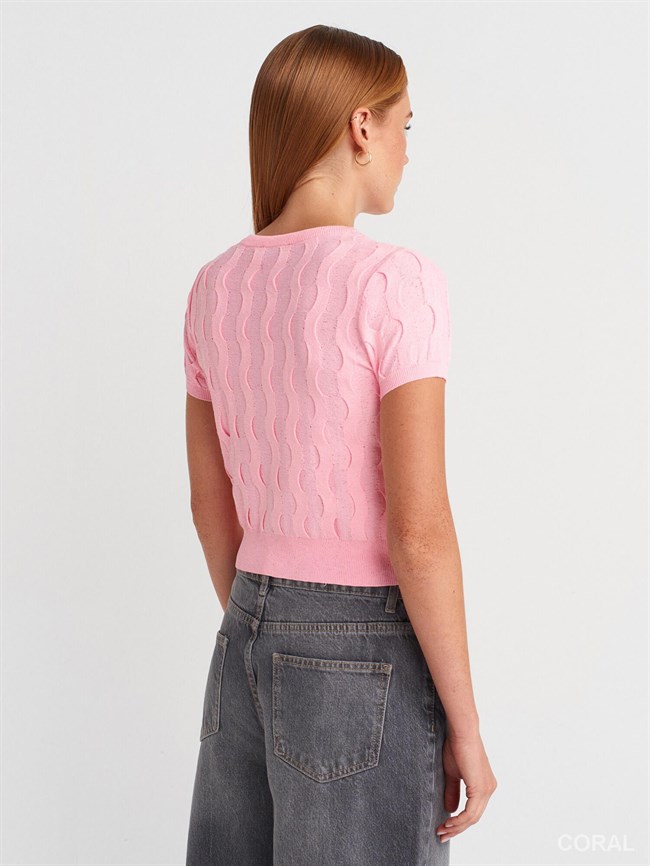 Bisiklet Yaka Hırka 60980 Pembe