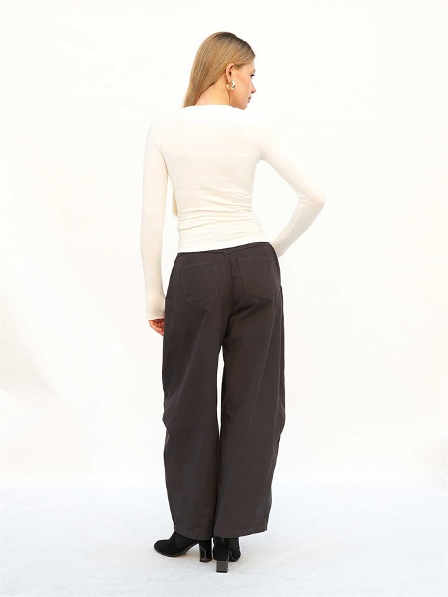 Bisiklet Yaka Parmaklı Basic Bluz 072040 Ekru