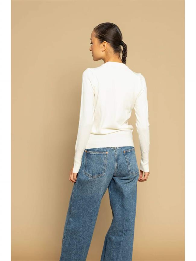 Bisiklet Yaka Triko 4690 Ekru